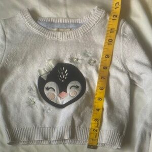 White Girls' Penguin Appliqué Sweater